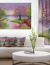 Romantic Lake in Pink and Green - Extra Large Wall Art Landscape