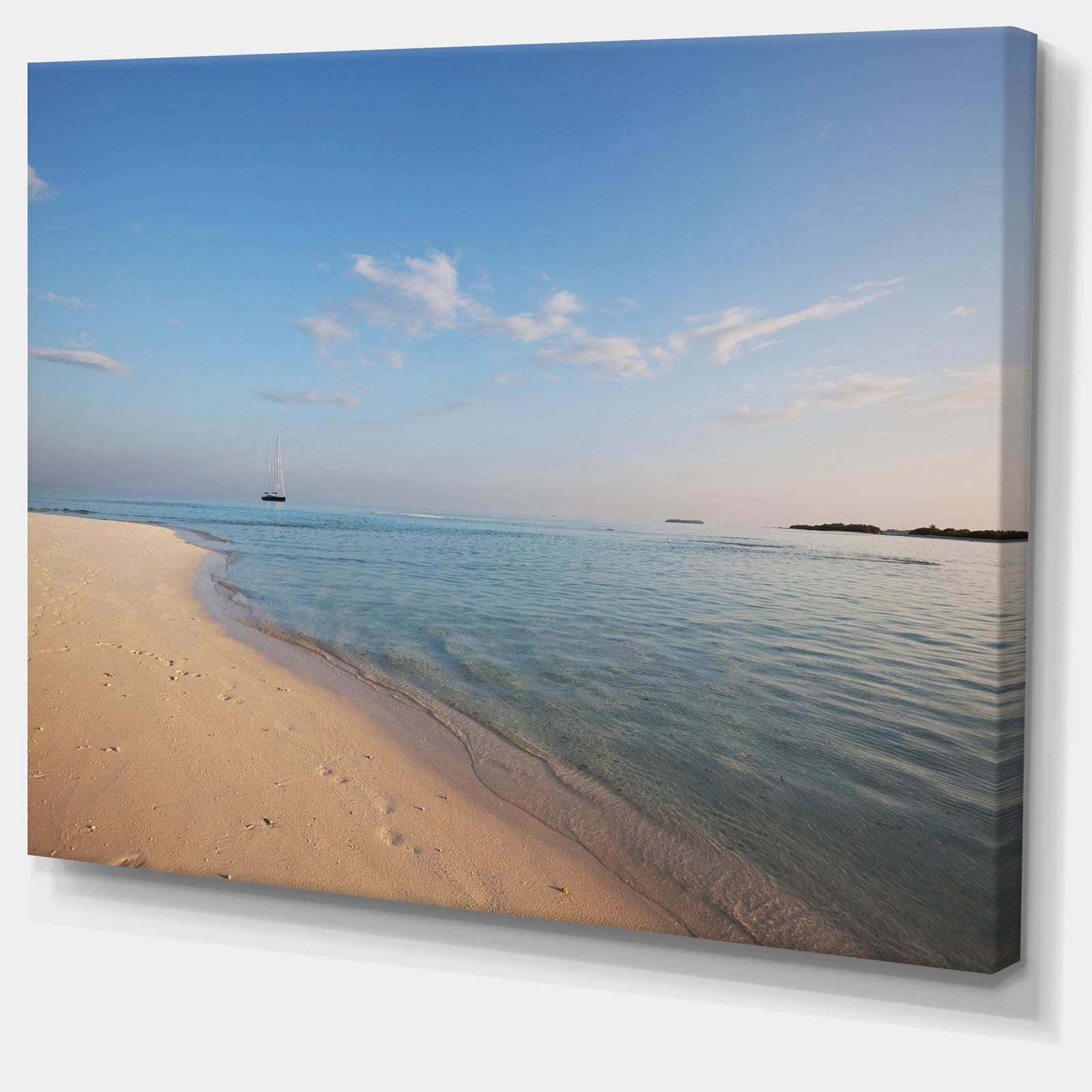 Serene Maldives Beach with Plain Sky - Extra Large Seascape Art Canvas