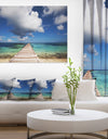 Long Pier into Serene Maldives Ocean Large Sea Bridge Canvas Art Print