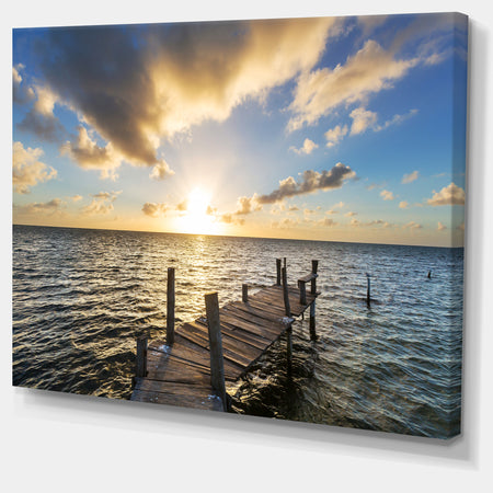 Abandoned Boardwalk in Seashore - Large Sea Bridge Canvas Art Print