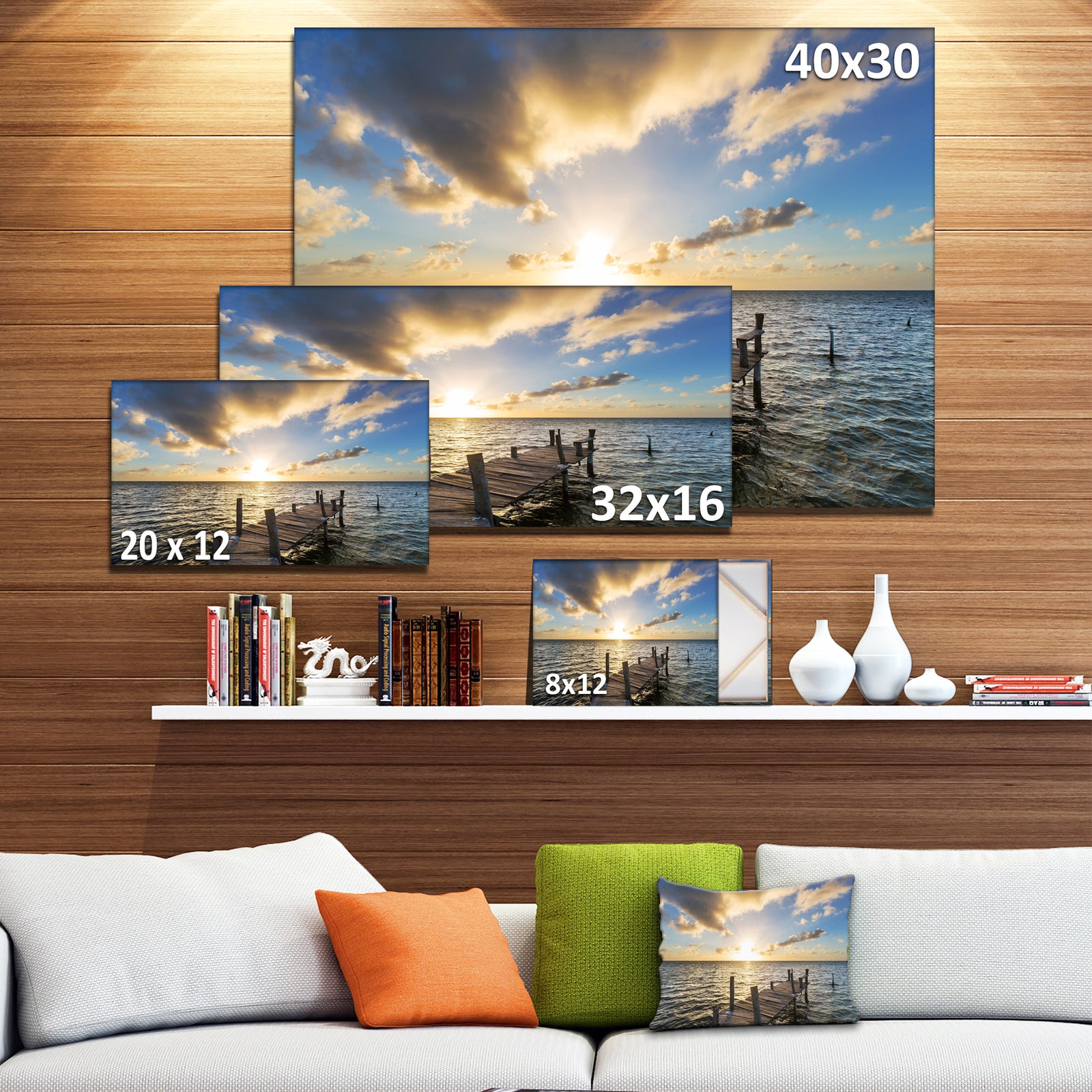 Abandoned Boardwalk in Seashore - Large Sea Bridge Canvas Art Print