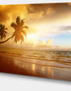 Beautiful Palms at the Caribbean Beach - Extra Large Seascape Art Canvas