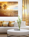 Beautiful Palms at the Caribbean Beach - Extra Large Seascape Art Canvas