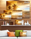 Beautiful Palms at the Caribbean Beach - Extra Large Seascape Art Canvas