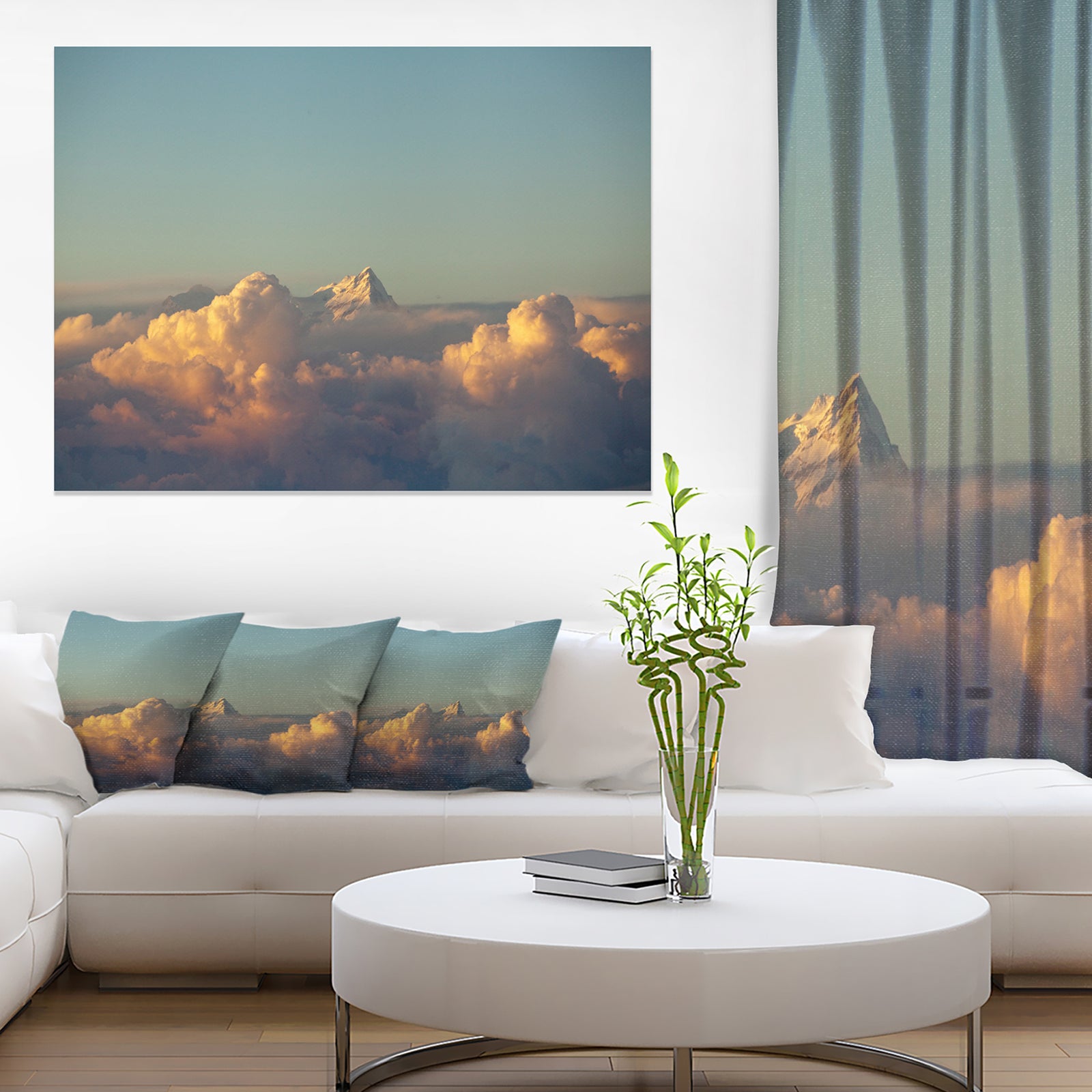 Orange Clouds Colorful Sunset in Sky - Extra Large Wall Art Landscape