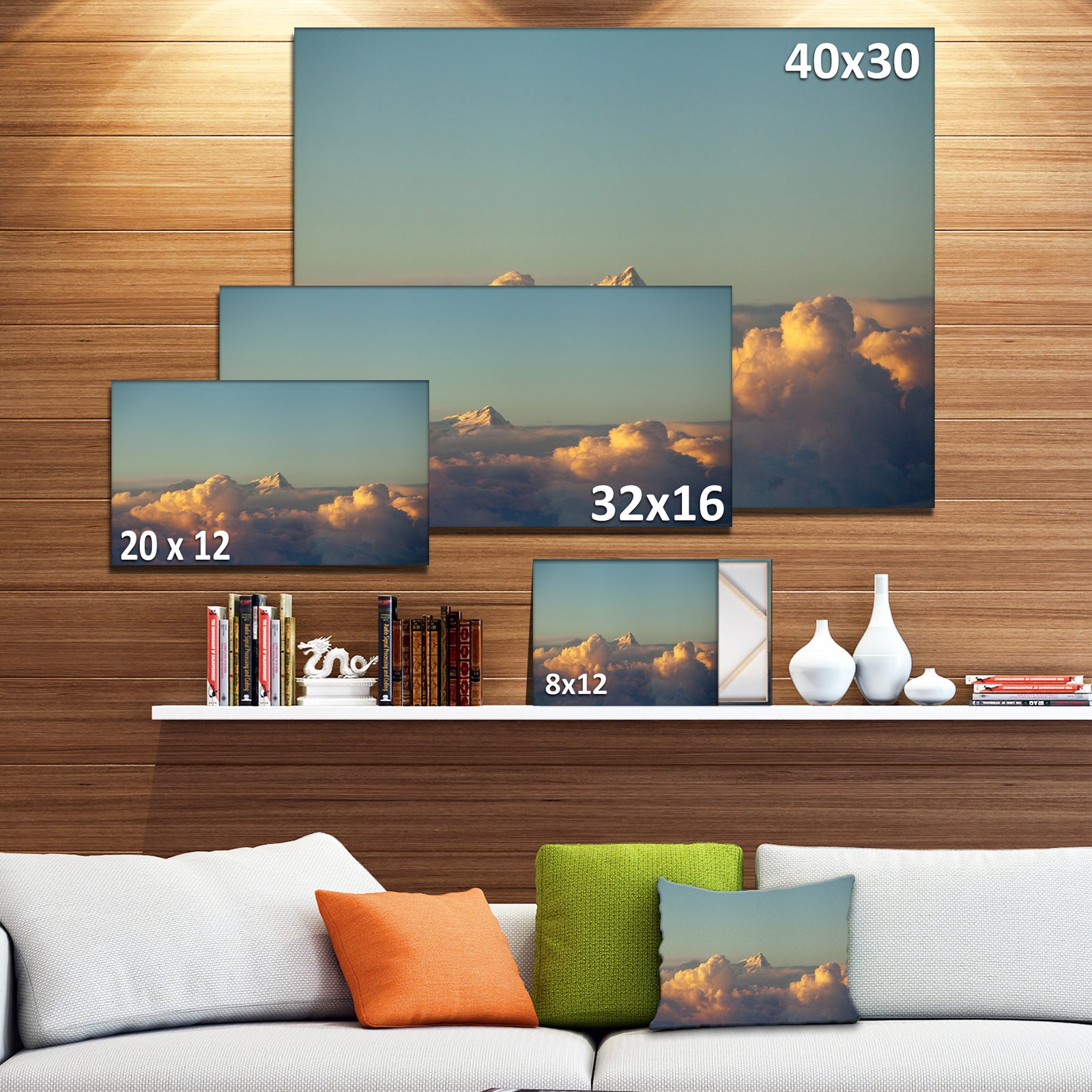 Orange Clouds Colorful Sunset in Sky - Extra Large Wall Art Landscape