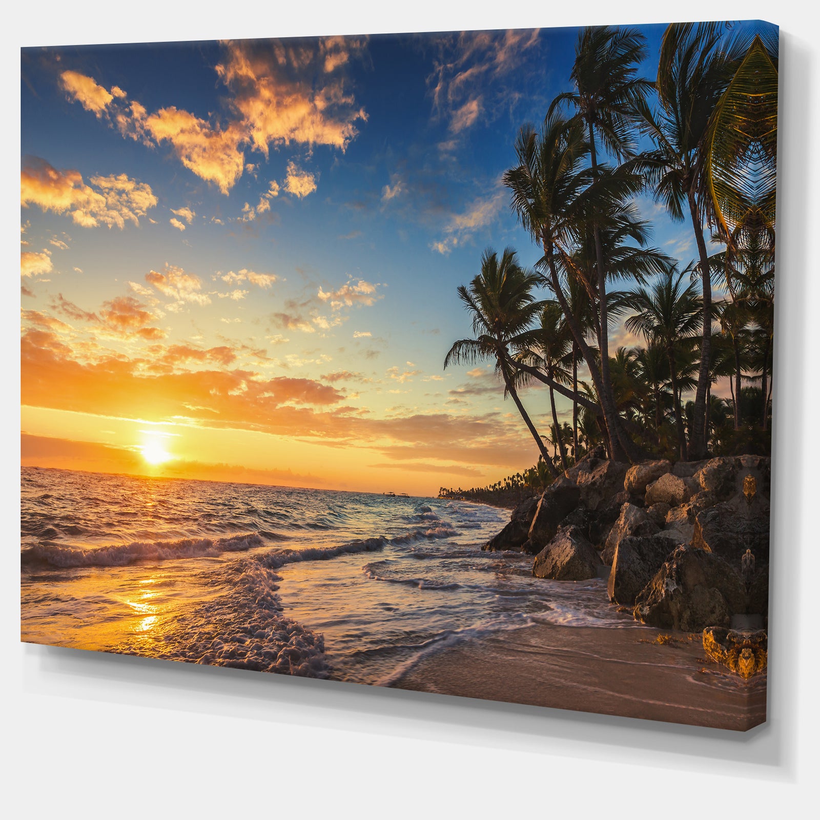 Paradise Tropical Island Beach with Palms - Seascape Art Canvas