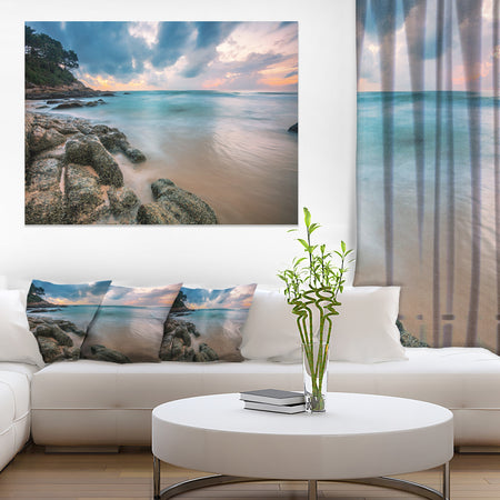 Gloomy Tropical Sunset Beach - Extra Large Seascape Art Canvas