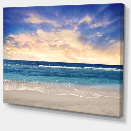 Clear Blue Sky and Ocean at Sunset - Extra Large Seascape Art Canvas