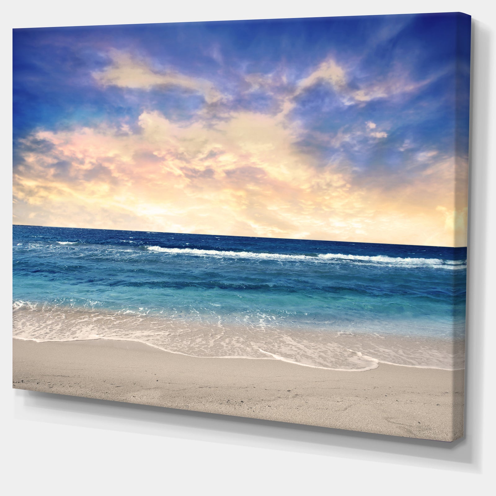 Clear Blue Sky and Ocean at Sunset - Extra Large Seascape Art Canvas