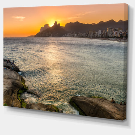Ipanema in Rio de Janeiro Sunset - Extra Large Seascape Art Canvas