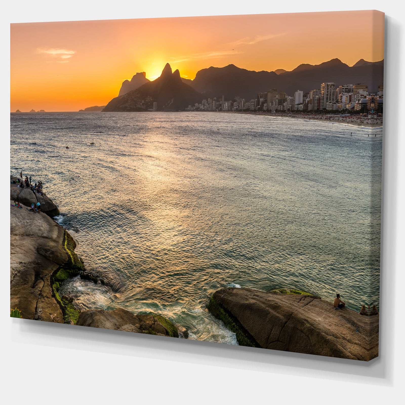 Ipanema in Rio de Janeiro Sunset - Extra Large Seascape Art Canvas