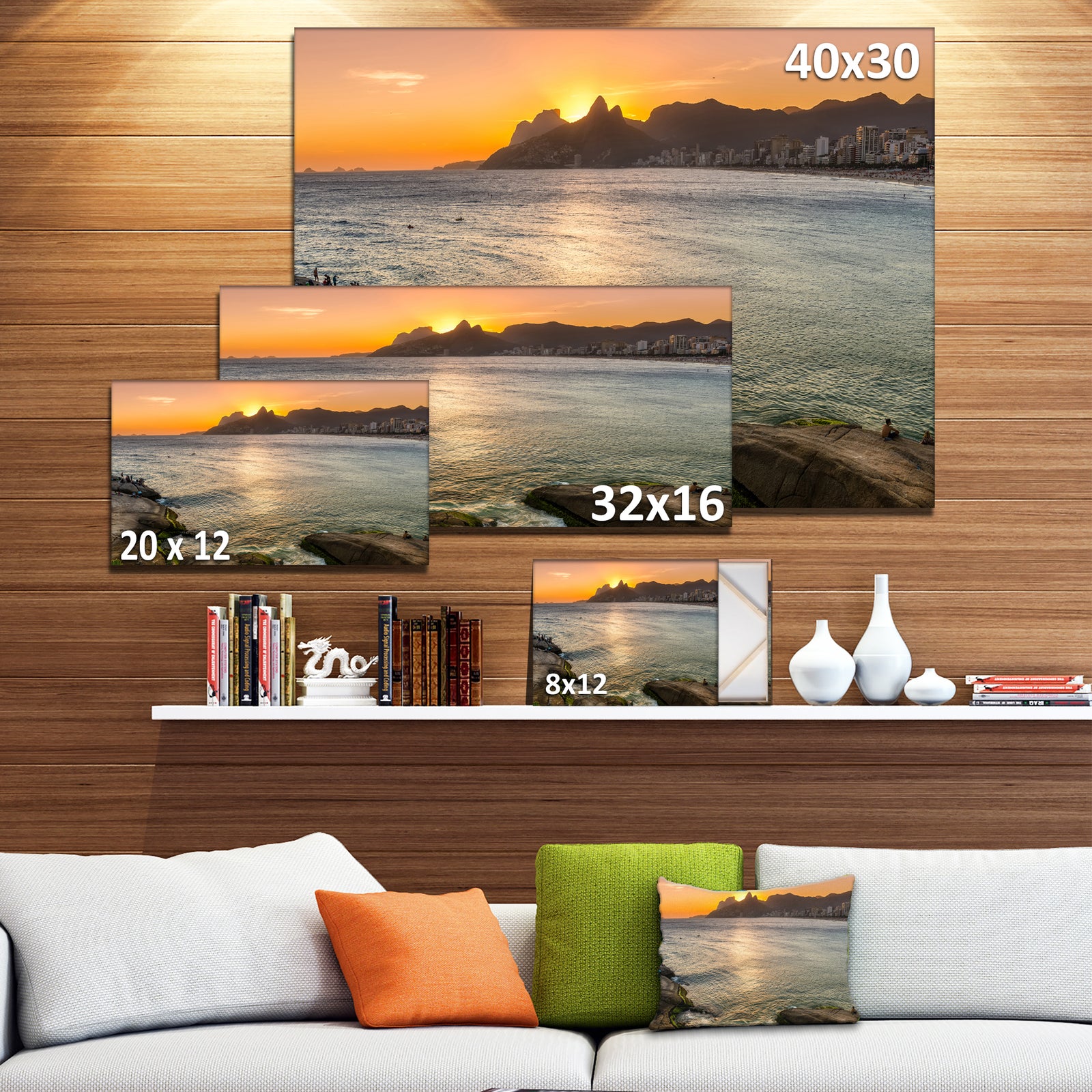 Ipanema in Rio de Janeiro Sunset - Extra Large Seascape Art Canvas
