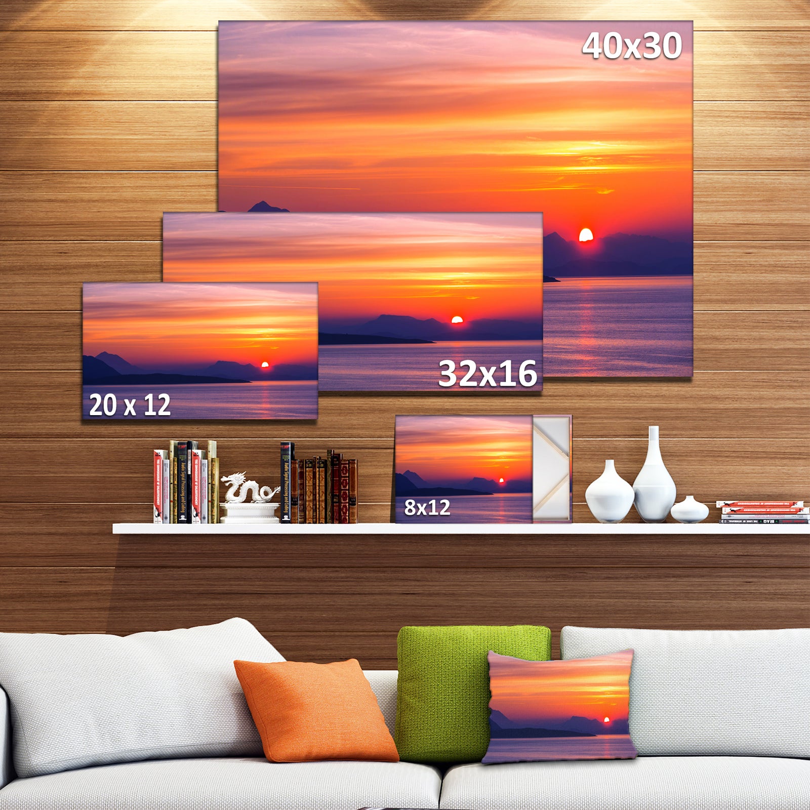 Stunning Sunset in Greece - Extra Large Seascape Art Canvas