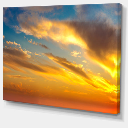 Amazing Golden Sky at Sunset - Modern Seashore Canvas Art
