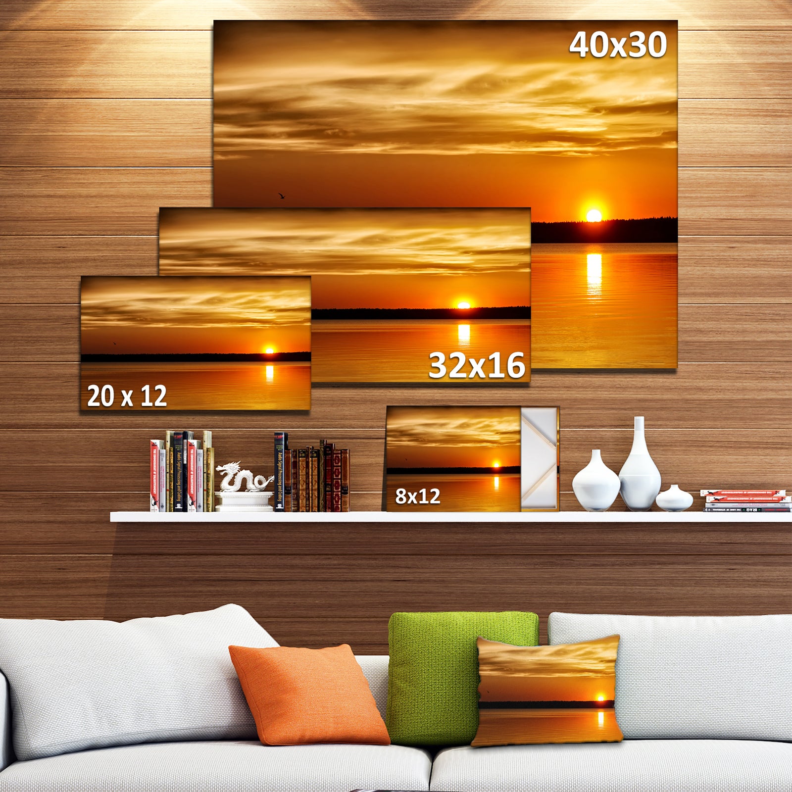 Day and Night Seascape Panorama - Modern Seashore Canvas Art