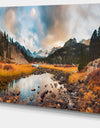 Rocky Lake Sunset Panorama - Modern Seashore Canvas Art