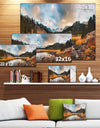 Rocky Lake Sunset Panorama - Modern Seashore Canvas Art