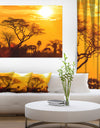 Orange Glow of African Sunset - Extra Large Wall Art Landscape