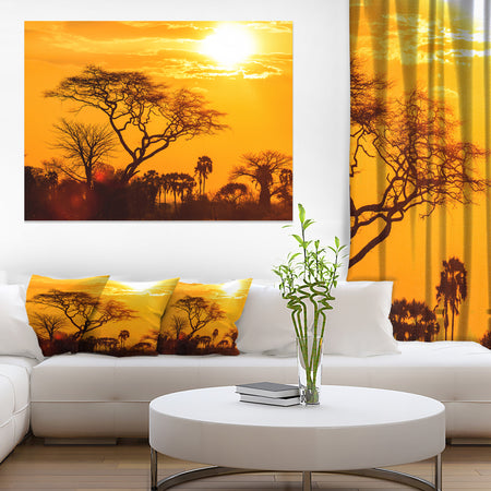 Orange Glow of African Sunset - Extra Large Wall Art Landscape