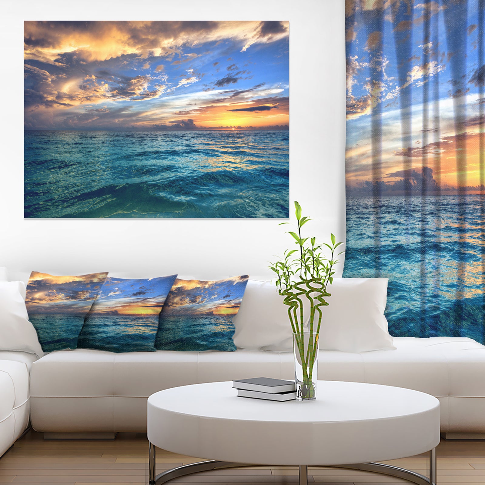 Exotic Tropical Beach at Sunset - Modern Seashore Canvas Art