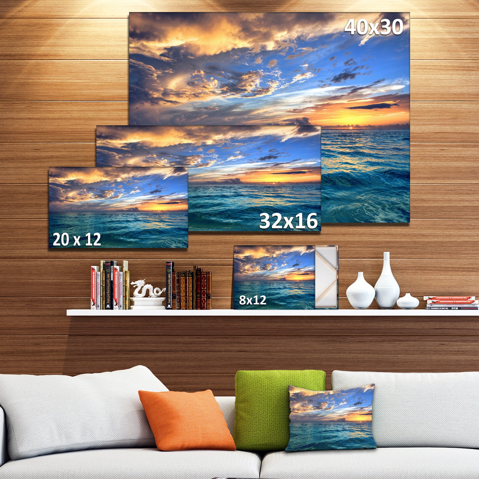 Exotic Tropical Beach at Sunset - Modern Seashore Canvas Art