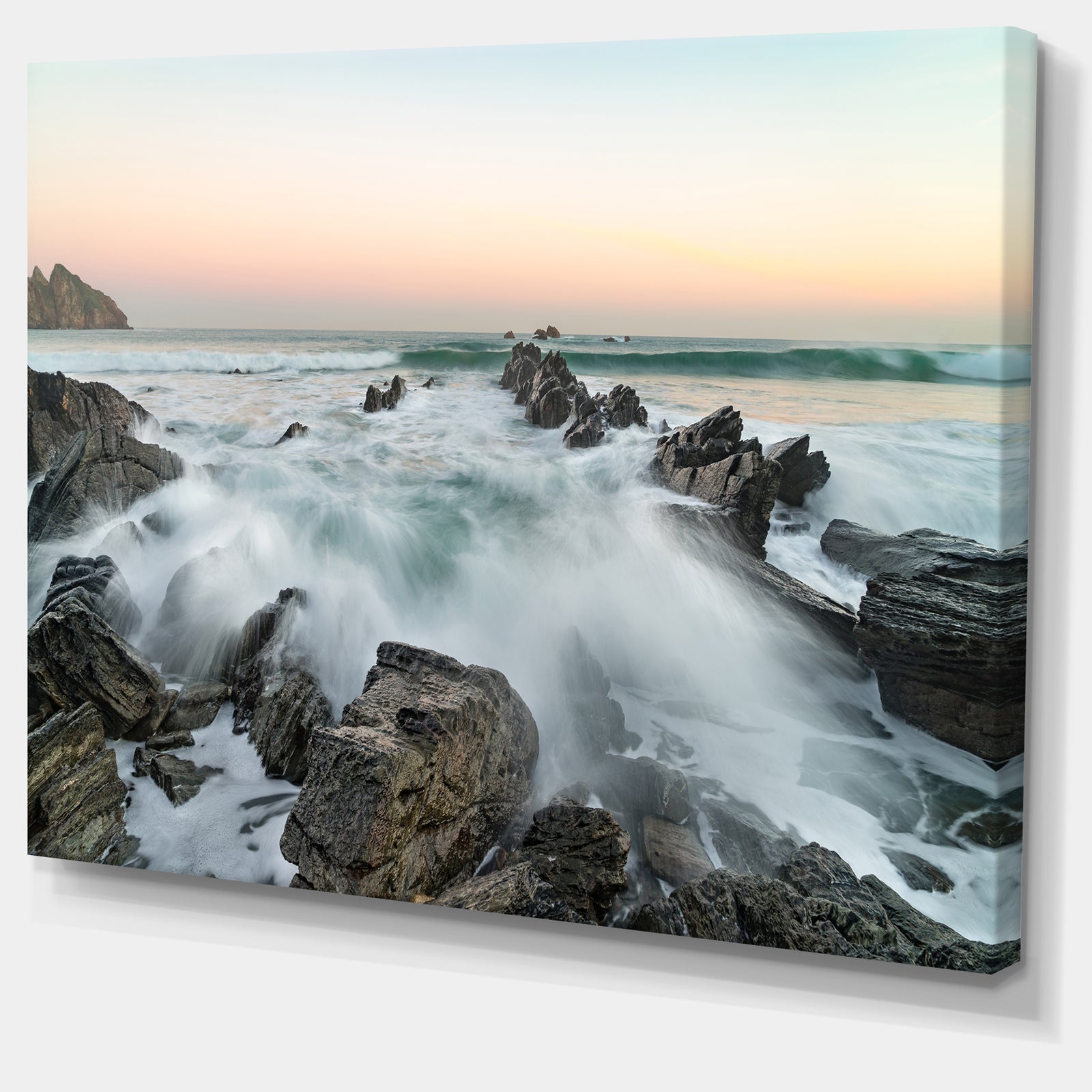 Bay or Biscay Rushing Waters - Modern Seashore Canvas Art