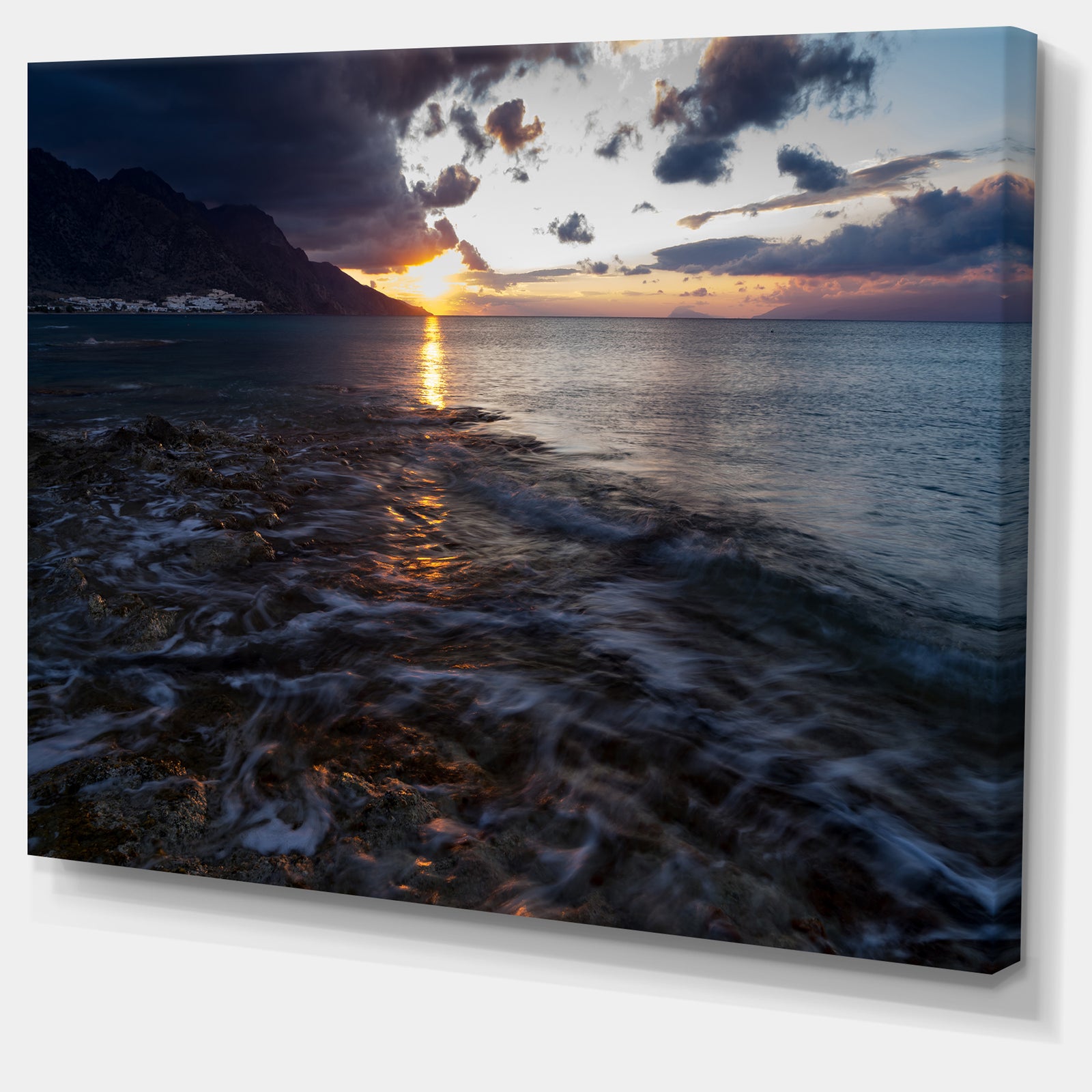 Gloomy Sea Coast at Sunrise - Modern Seashore Canvas Art