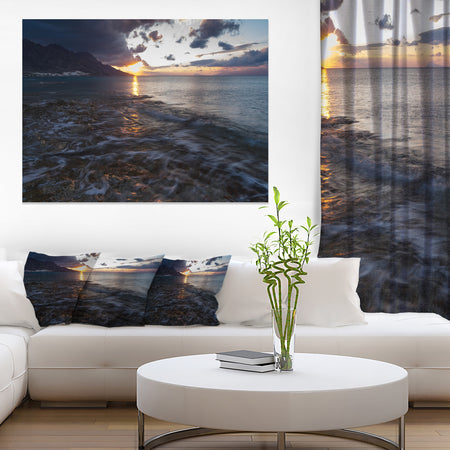Gloomy Sea Coast at Sunrise - Modern Seashore Canvas Art