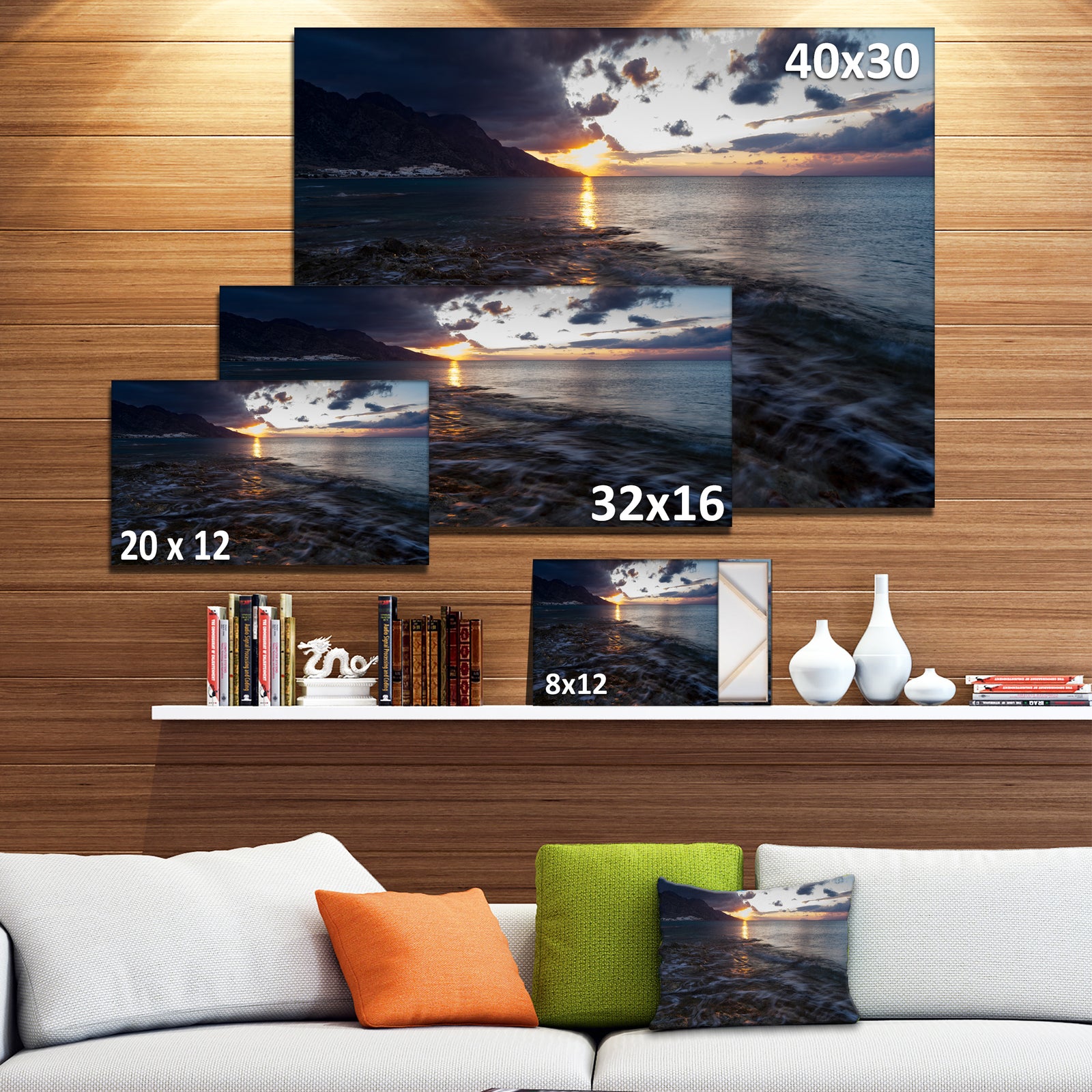Gloomy Sea Coast at Sunrise - Modern Seashore Canvas Art