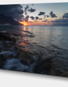 Dark Mediterranean Beach Dawn - Modern Seashore Canvas Art