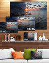 Dark Mediterranean Beach Dawn - Modern Seashore Canvas Art