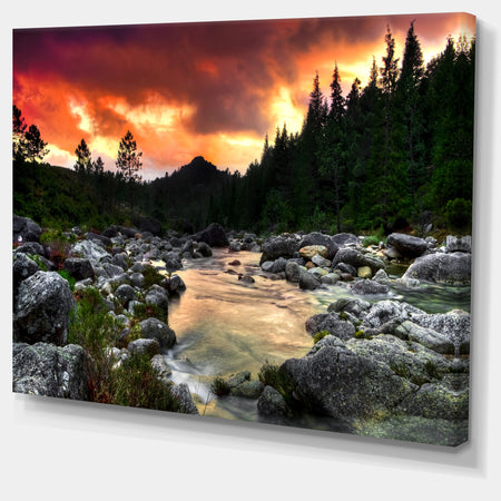 Rocky Mountain River at Sunset - Extra Large Wall Art Landscape