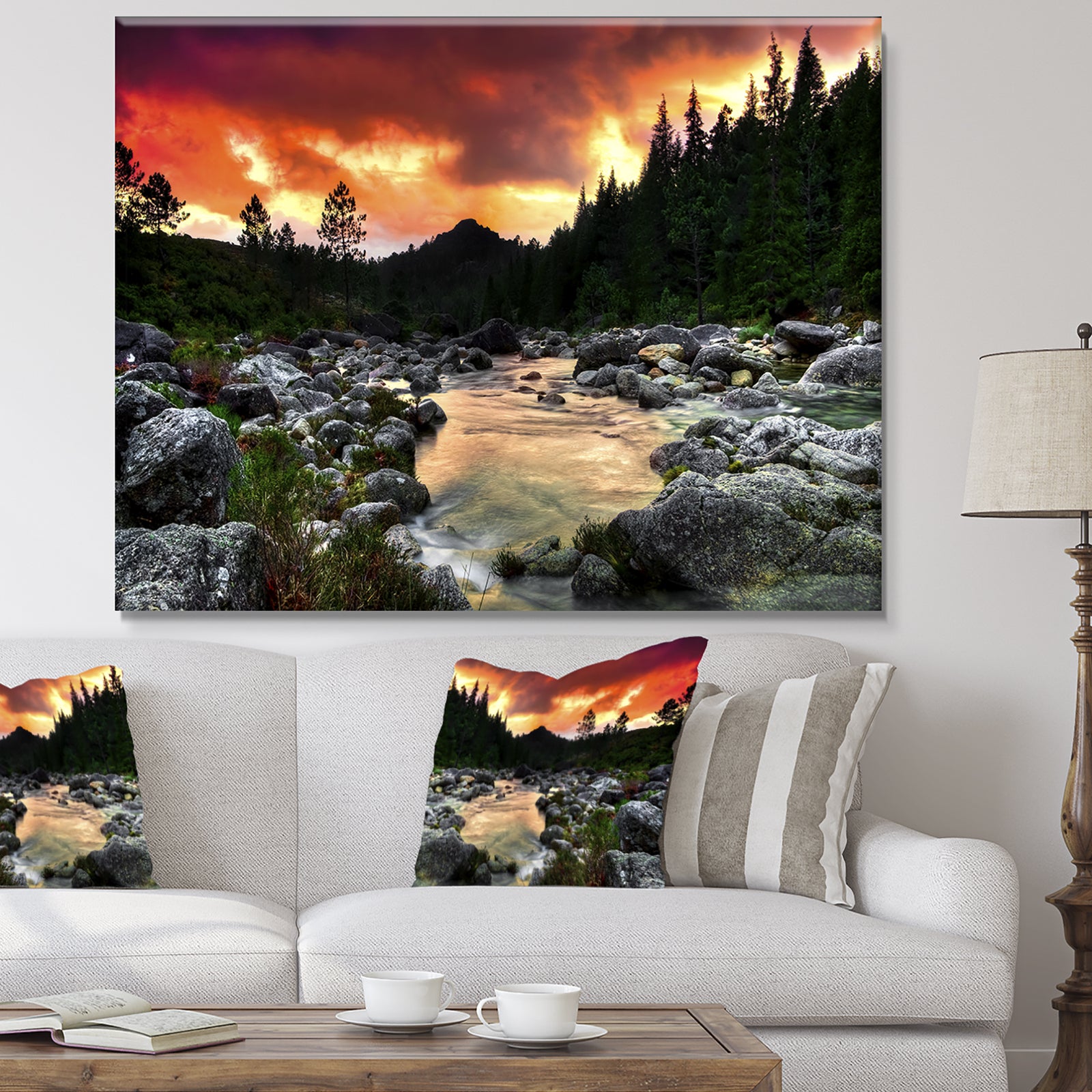 Rocky Mountain River at Sunset - Extra Large Wall Art Landscape