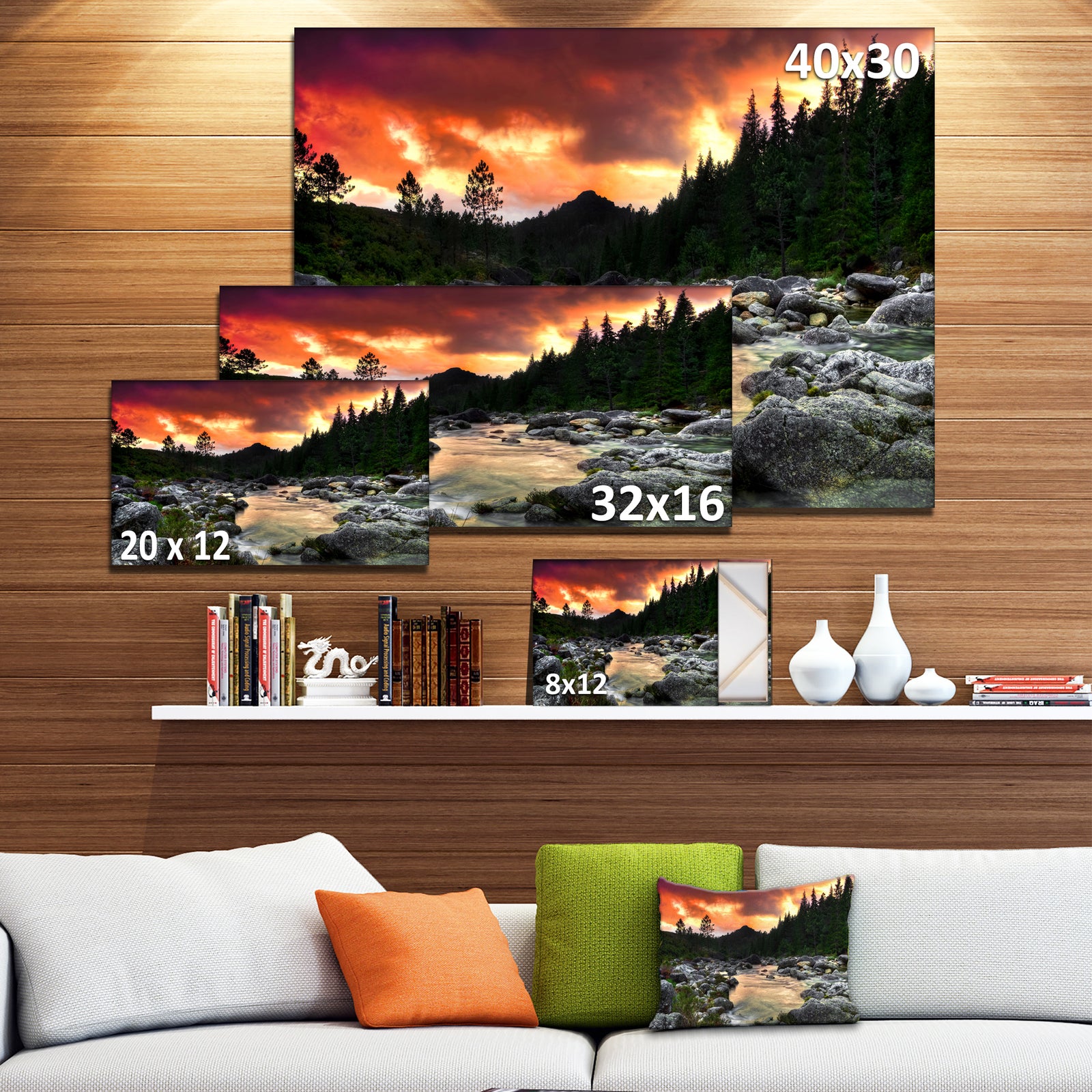Rocky Mountain River at Sunset - Extra Large Wall Art Landscape