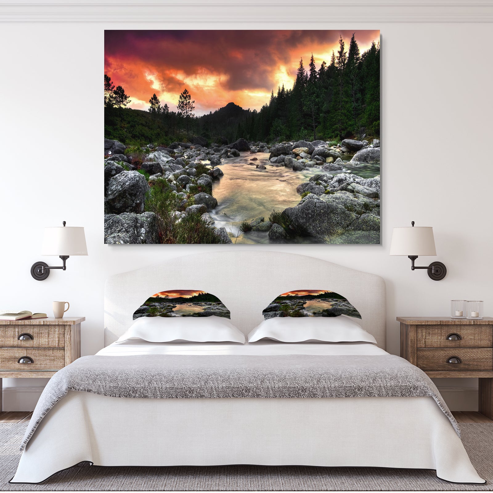 Rocky Mountain River at Sunset - Extra Large Wall Art Landscape