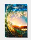 Colored Ocean Waves Falling Down - Modern Seashore Canvas Art