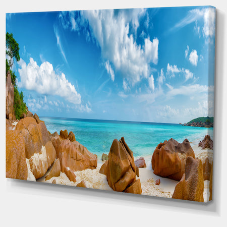 Rocky Seychelles Island Panorama - Oversized Beach Canvas Artwork