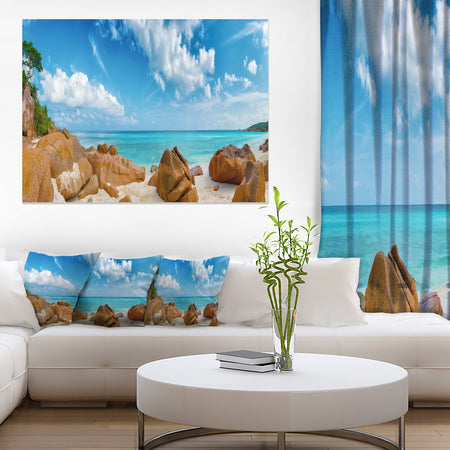 Rocky Seychelles Island Panorama - Oversized Beach Canvas Artwork
