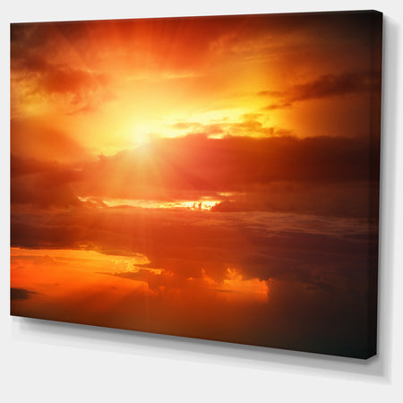 Yellow Sunset above Clouds - Oversized Beach Canvas Artwork