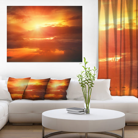 Yellow Sunset above Clouds - Oversized Beach Canvas Artwork