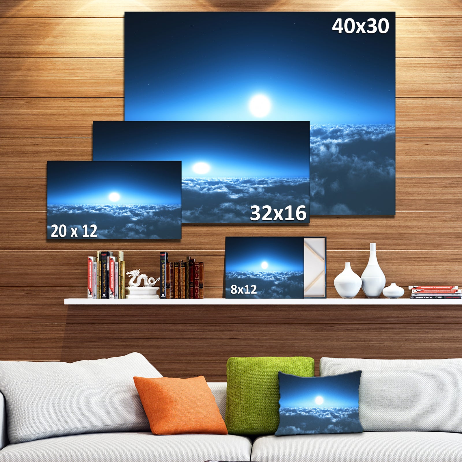 Night Flight above Clouds - Extra Large Wall Art Landscape