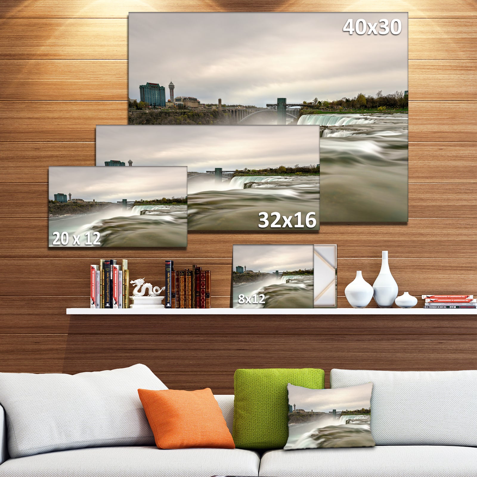 Niagara Falls Goat Island View - Oversized Beach Canvas Artwork