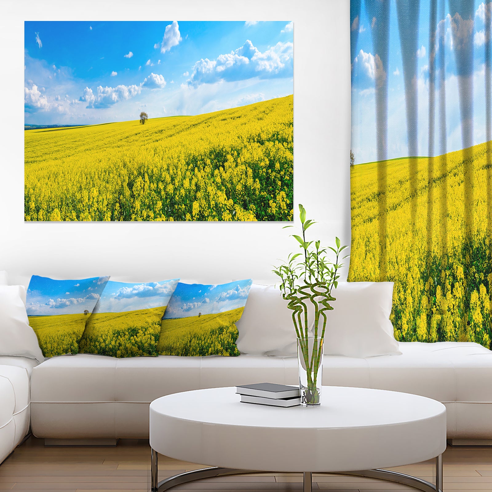 Lone Tree in Blooming Cozla Park - Contemporary Landscape Canvas Art