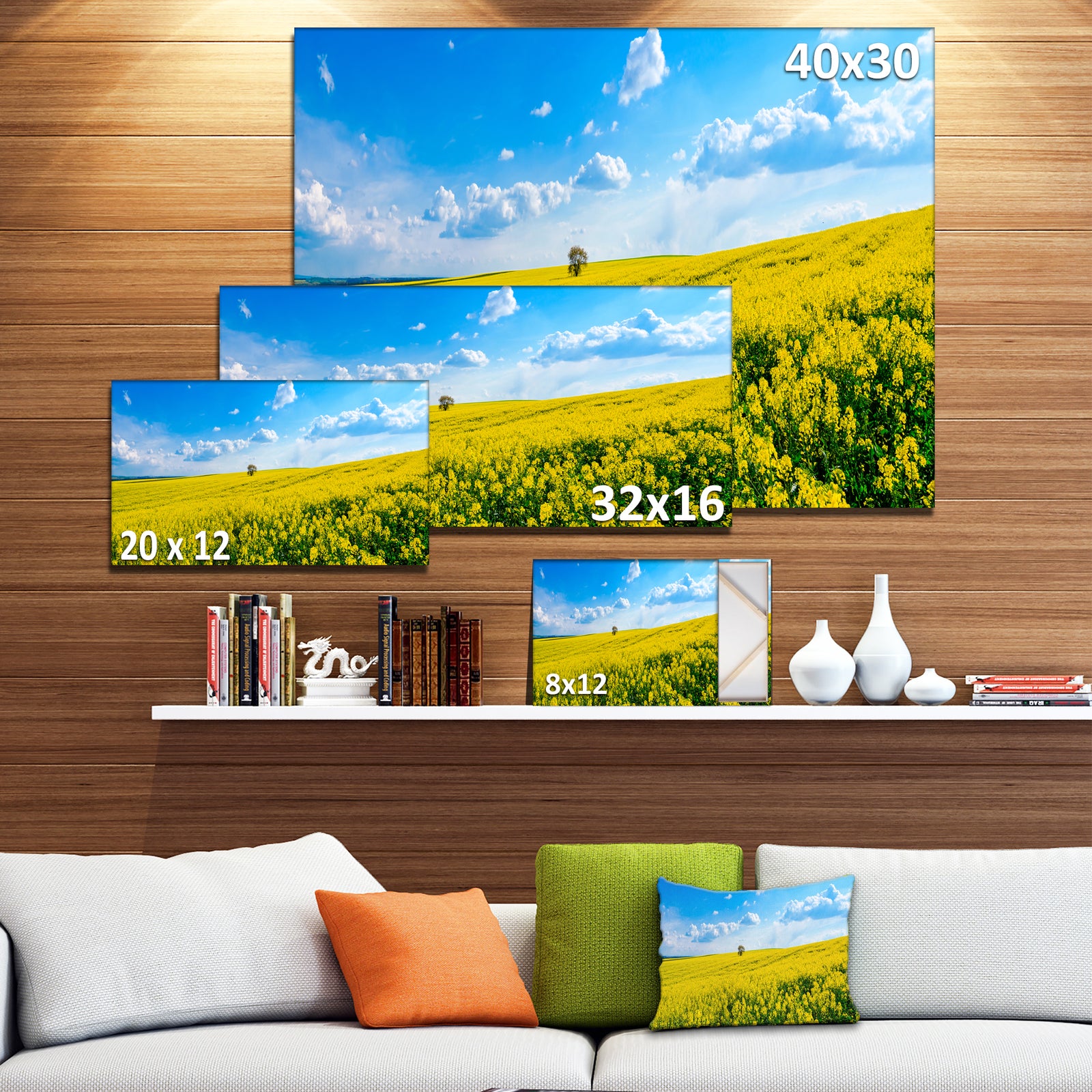 Lone Tree in Blooming Cozla Park - Contemporary Landscape Canvas Art