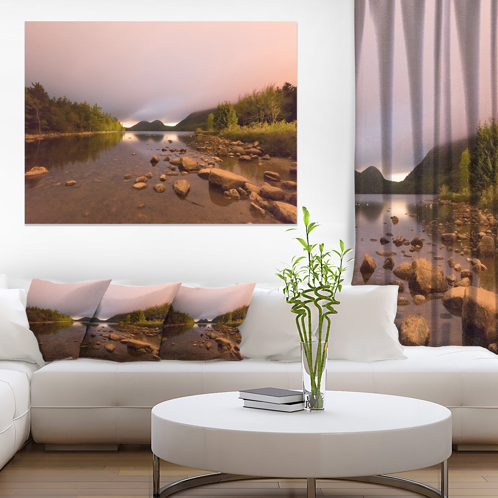 Jordan Pond in Acadia Park - Contemporary Landscape Canvas Art