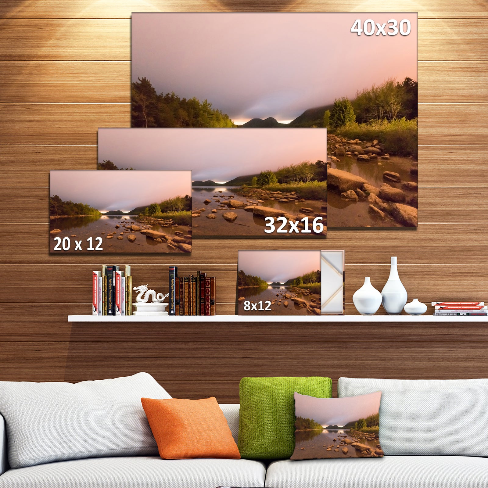 Jordan Pond in Acadia Park - Contemporary Landscape Canvas Art