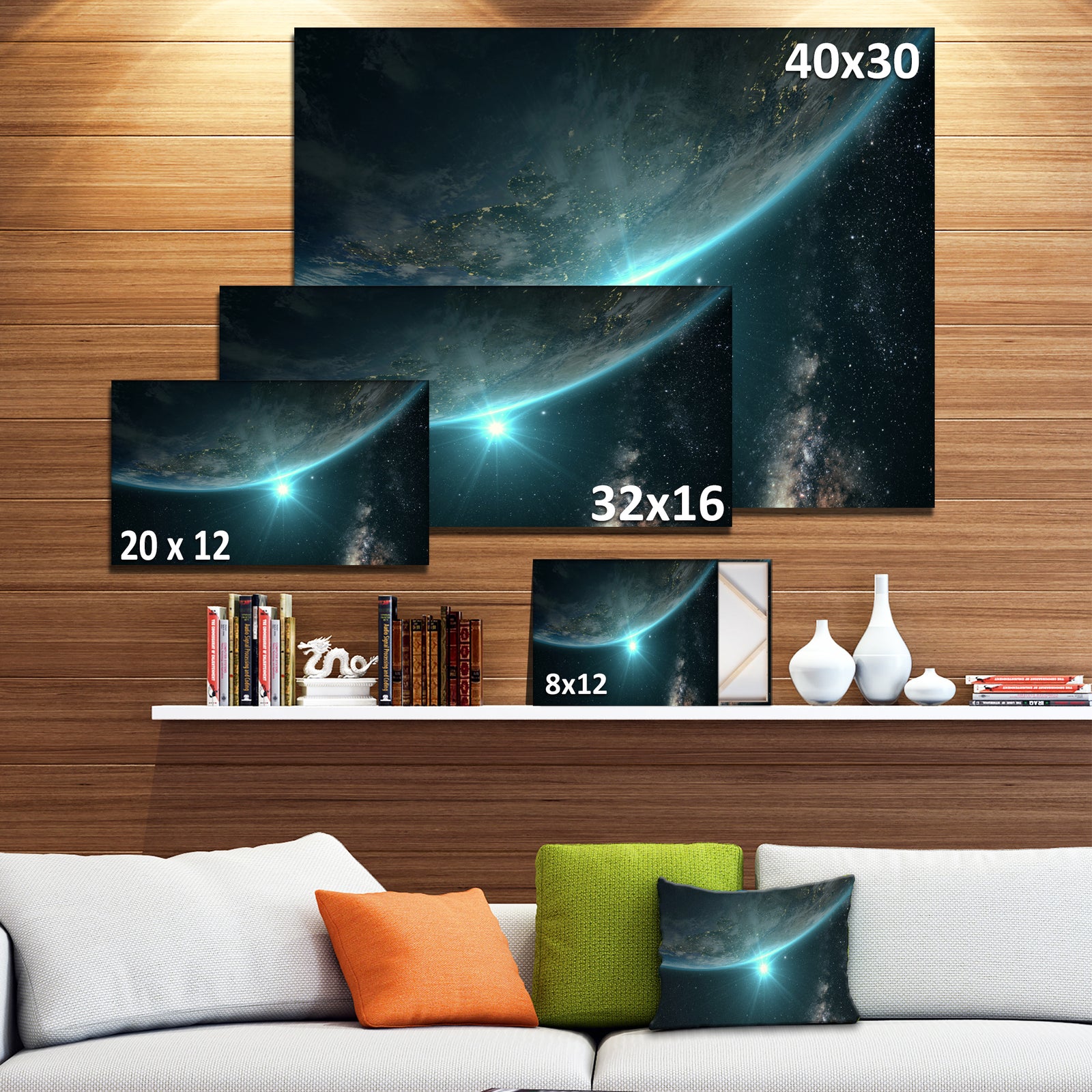 Sunrise in Earth from Space - Contemporary Landscape Canvas Art