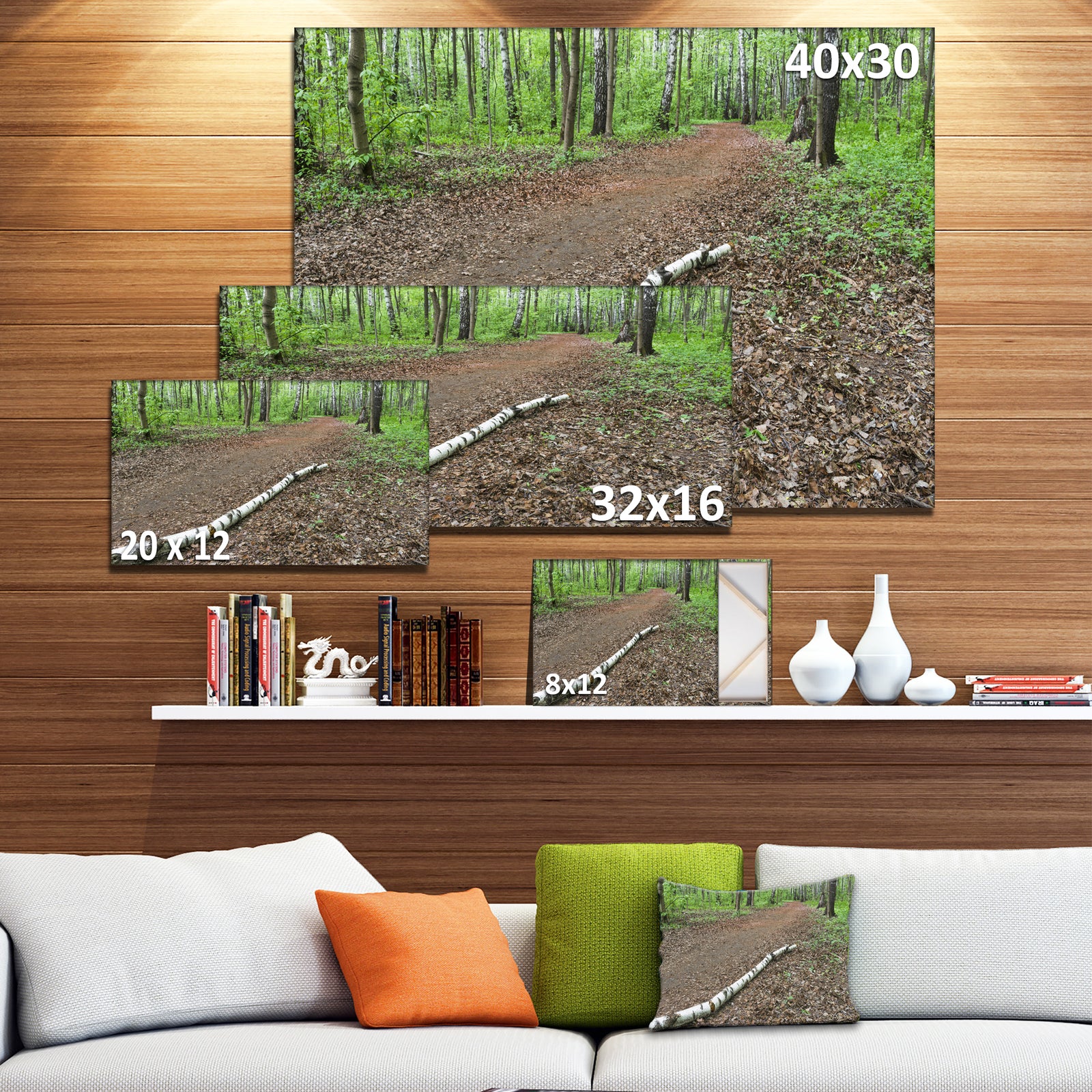 Trunk of Birch on the Track - Contemporary Landscape Canvas Art