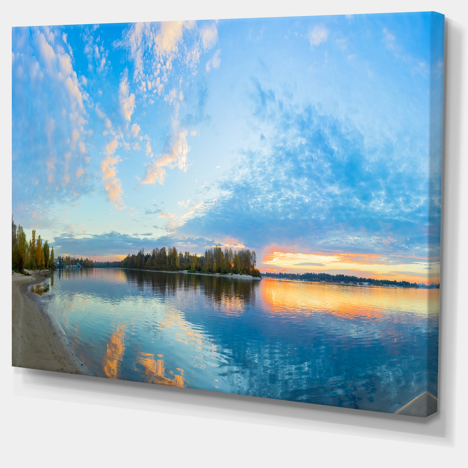 Exotic Sunrise on River Autumn - Oversized Beach Canvas Artwork